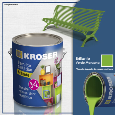 ESMALTE KROSER BRILLANTE 3EN1 VERDE MANZANA 1/4L ++ N/a