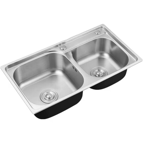 Pileta doble cocina acero inox. 201 Con Valvulas 78x43x21 cm Pileta Doble Cocina Acero Inox. 201 Con Valvulas 78x43x21 Cm