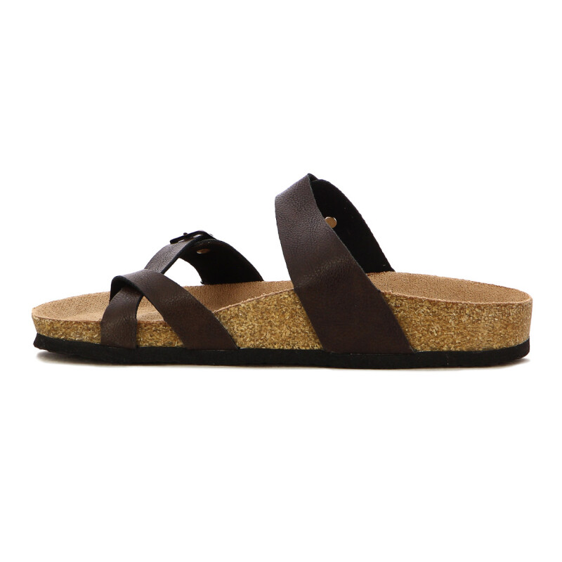 Sandalias Mujer Darkness Tiras Cruzadas Marron Oscuro