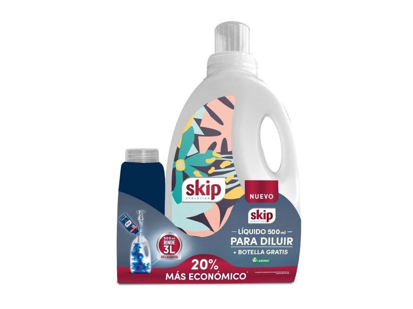DETERGENTE LIQUIDO SKIP 500 ML P/DILUIR + BOTELLA 