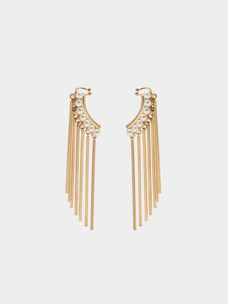 Pendientes Ear Jacket Con Perlas Y Barras blanco