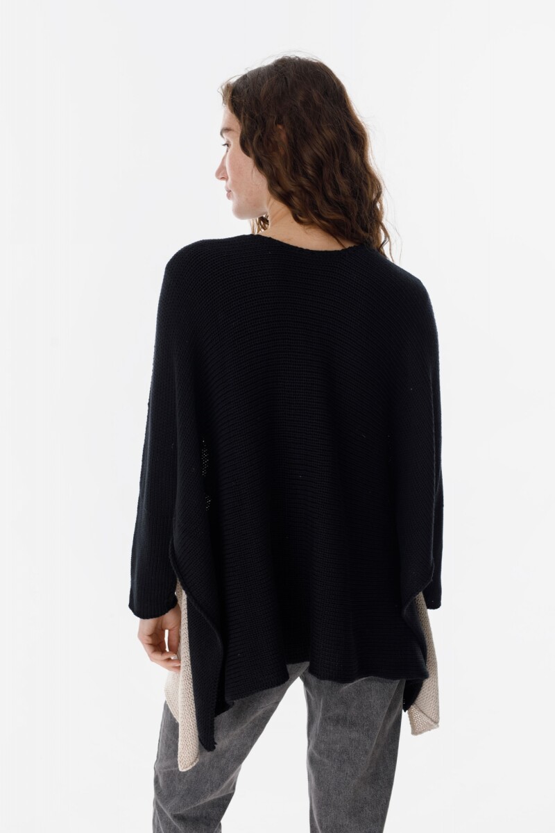 Poncho Misuna Negro/Beige