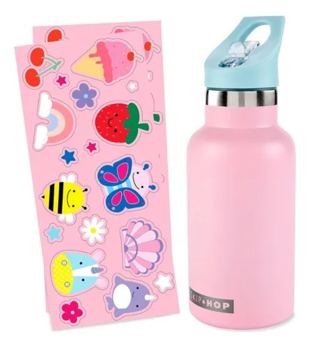 Botella acero inoxidable con sorbito y stickers skip hop - rosado 