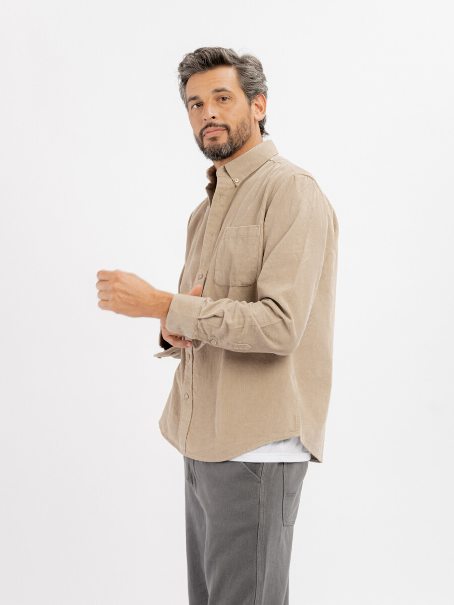 Camisa lisa pana - beige 