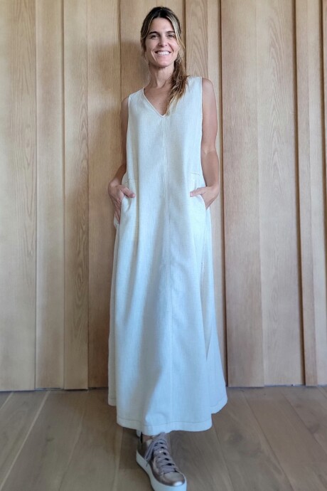 Vestido Formentera Lino beige melange