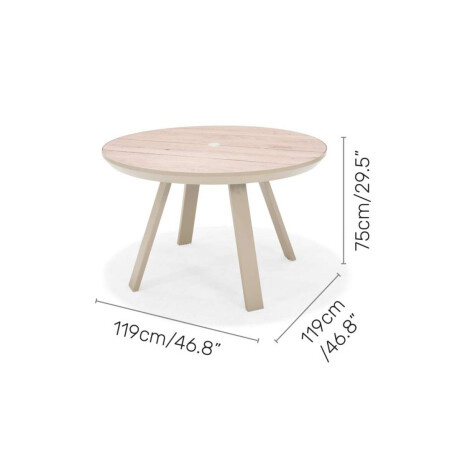 Mesa redonda de Patio Diametro 119cm Urbanite Beige