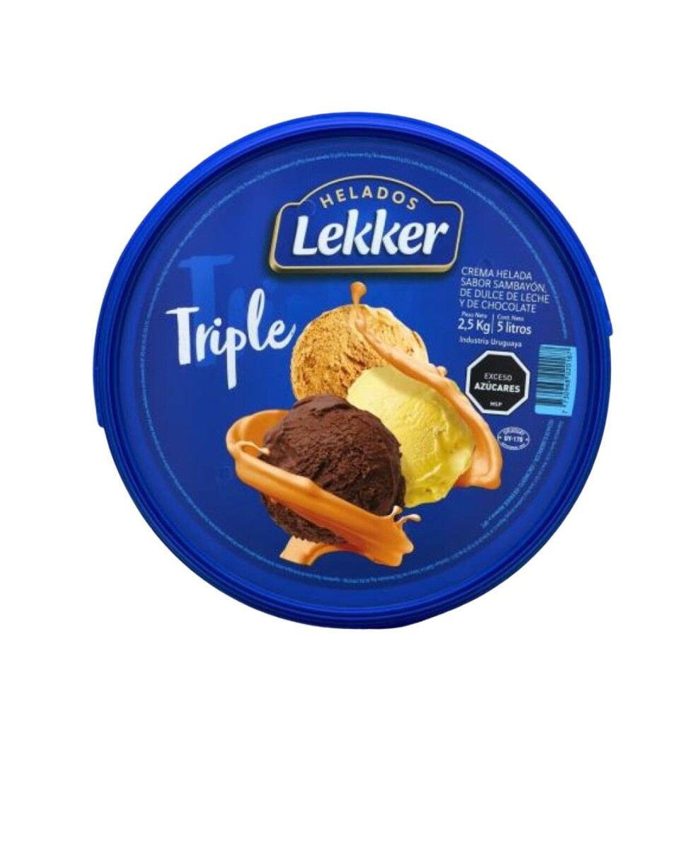 HELADO LEKKER 5L TRIPLE SAMBAYON DULCE LECHE CHOCOLATE 