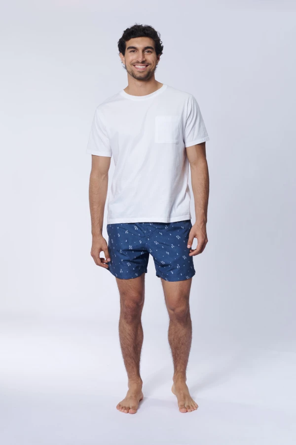 Short de baño Estampa Etnico Azul
