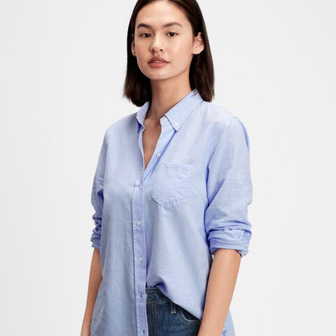 V-FRCH FITTED OXFORD Light Blue