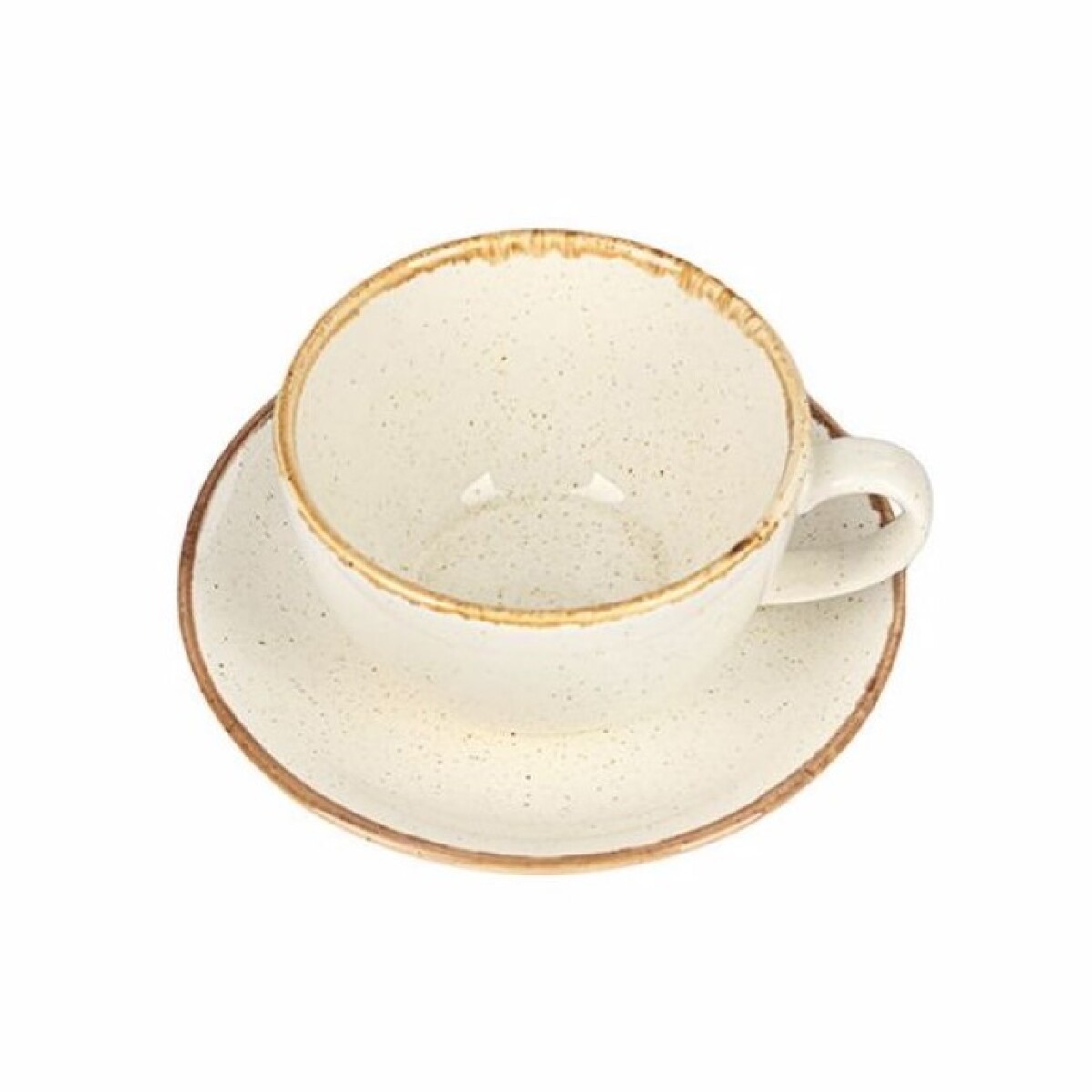 Taza té c/plato, porcelana beige 