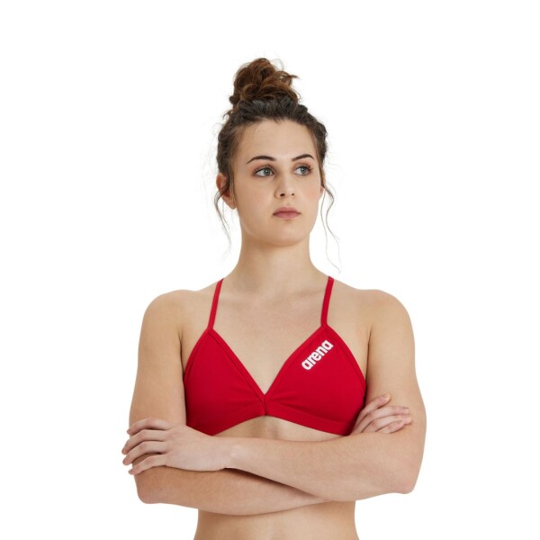 Malla Bikini Parte Superior De Entrenamiento Para Mujer Arena Team Swim Top Tie Back Solid Rojo