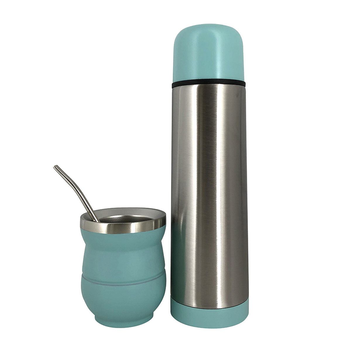 Set Matero c/ Termo Bala 500Ml + Mate + Bombilla Acero Inox - Verde Agua 