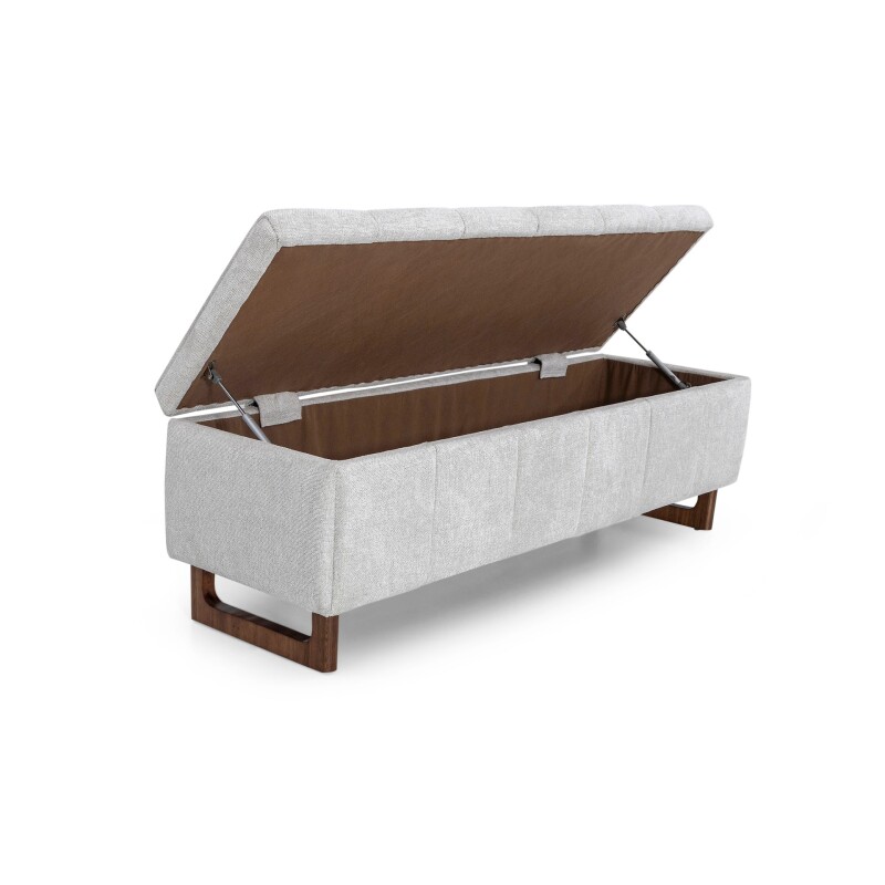 Banco Baul Patas Madera 140 x 50 x 48 Tapizado tela clara Banco Baul Patas Madera 140 x 50 x 48 Tapizado tela clara