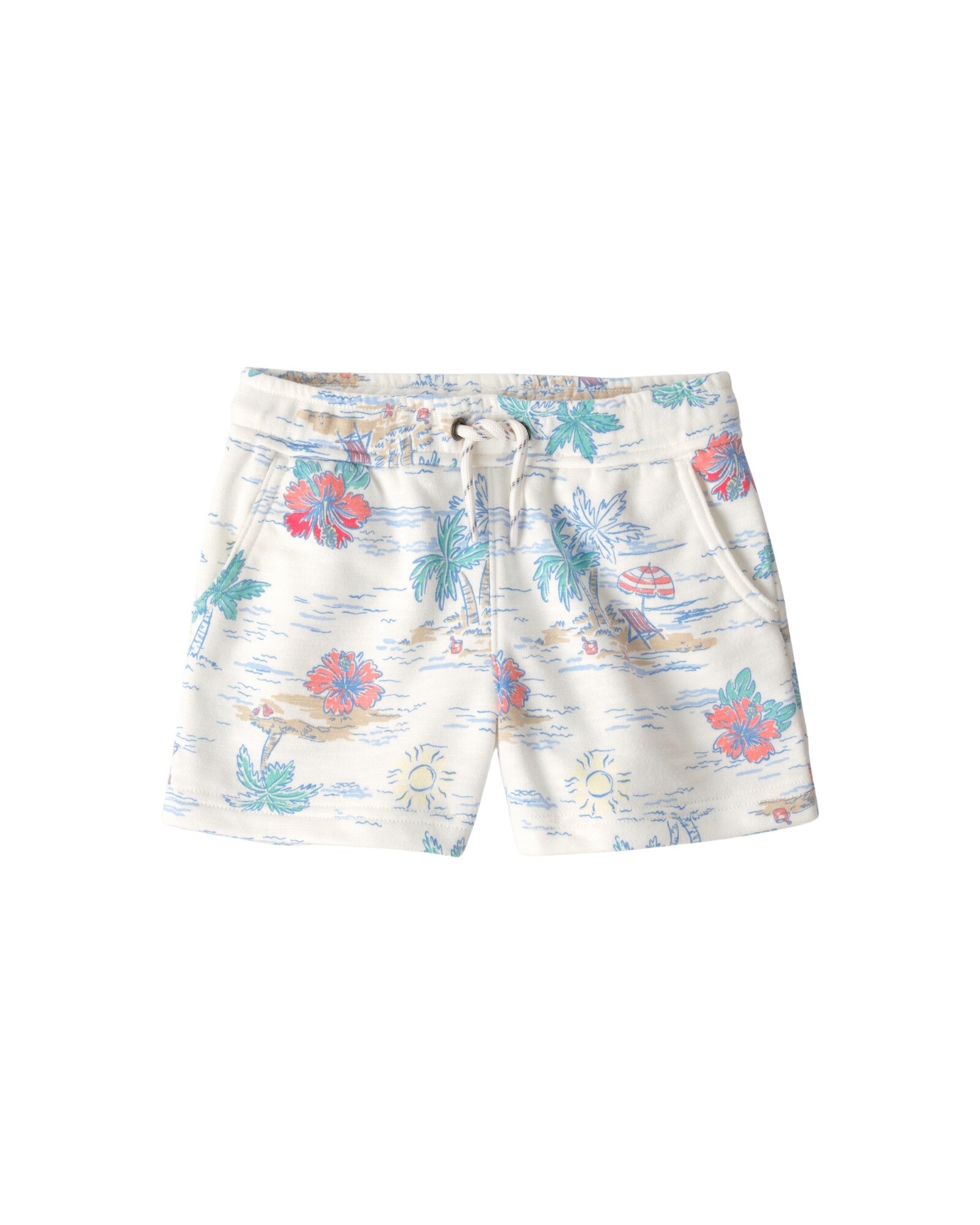 Short deportivo de algodón, diseño tropical Sin color