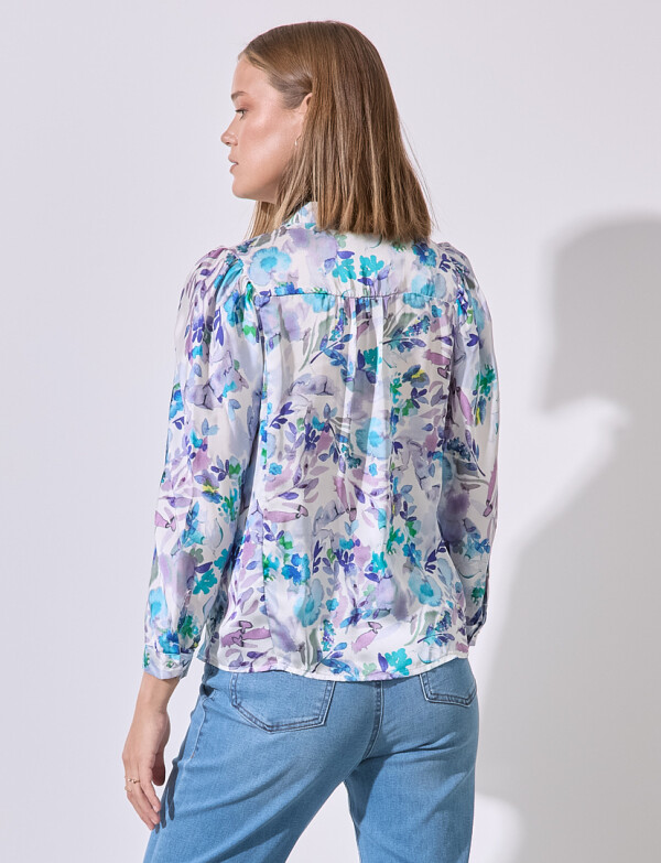 Blusa Saten Flores MULTI/LAVANDA