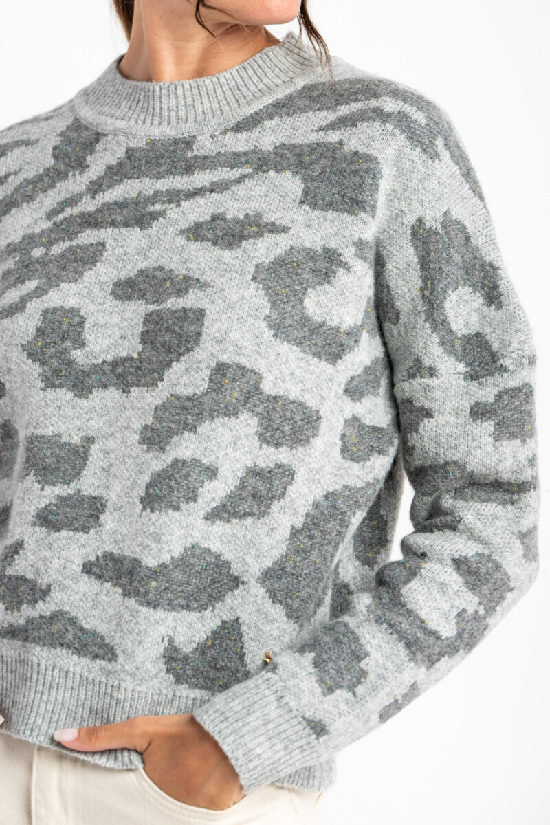 Sweater Animal Print Gris