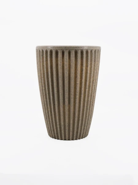 MACETERO CONICO FRIZADO GRIS