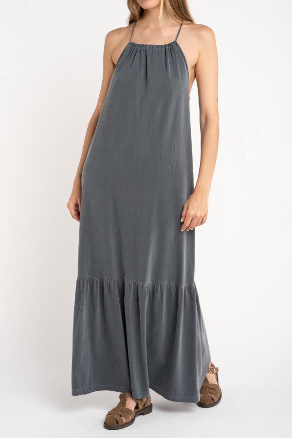 Vestido Algodon Lavado Gris Oscuro