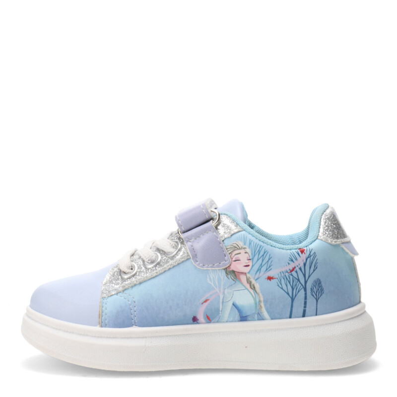 Championes Infantiles Disney Frozen Plataforma Velcro Lila - Celeste - Plateado