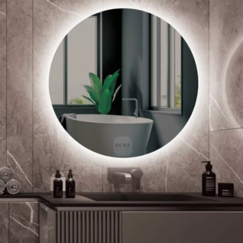 Espejo Redondo Táctil Para Baño 70cm Luz Led Y Desempañador Blanco Espejo Redondo Táctil Para Baño 70cm Luz Led Y Desempañador Blanco