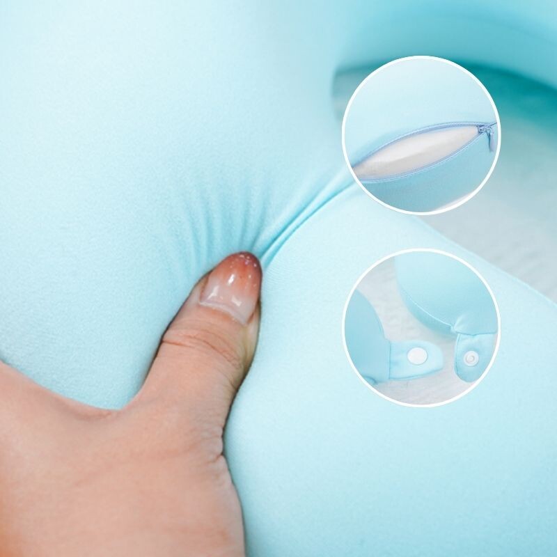 Almohada De Viaje De Espuma Viscoelástica - Seda - Celeste Almohada De Viaje De Espuma Viscoelástica - Seda - Celeste
