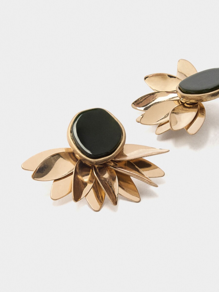Pendientes Media Flor De Resina verde