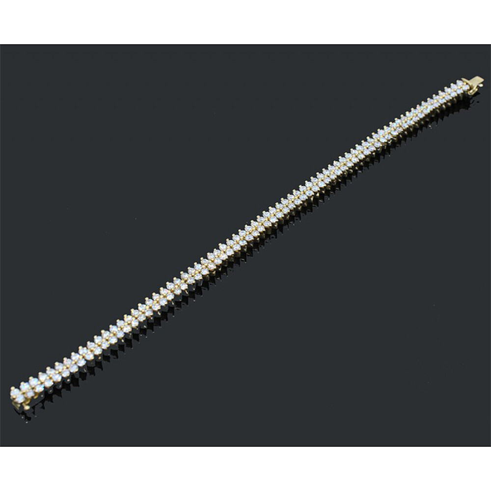 Pulsera En Oro 18K Con Doble Fila De Brillantes. Pulsera En Oro 18K Con Doble Fila De Brillantes.