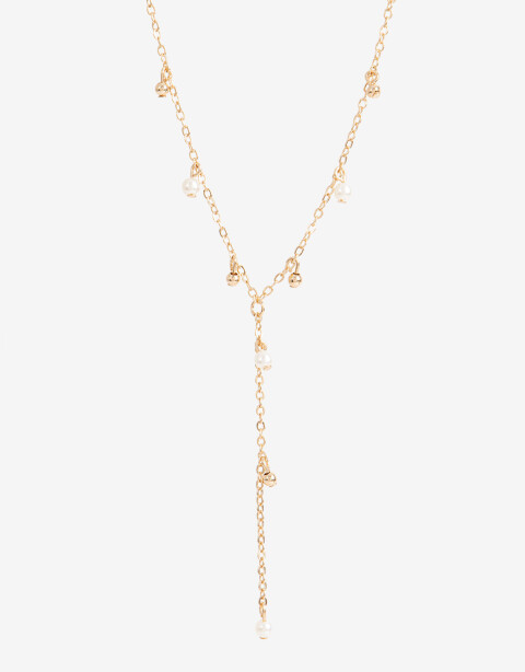 Collares Cortos Perlas Collar Metal Con Perla - Dorado