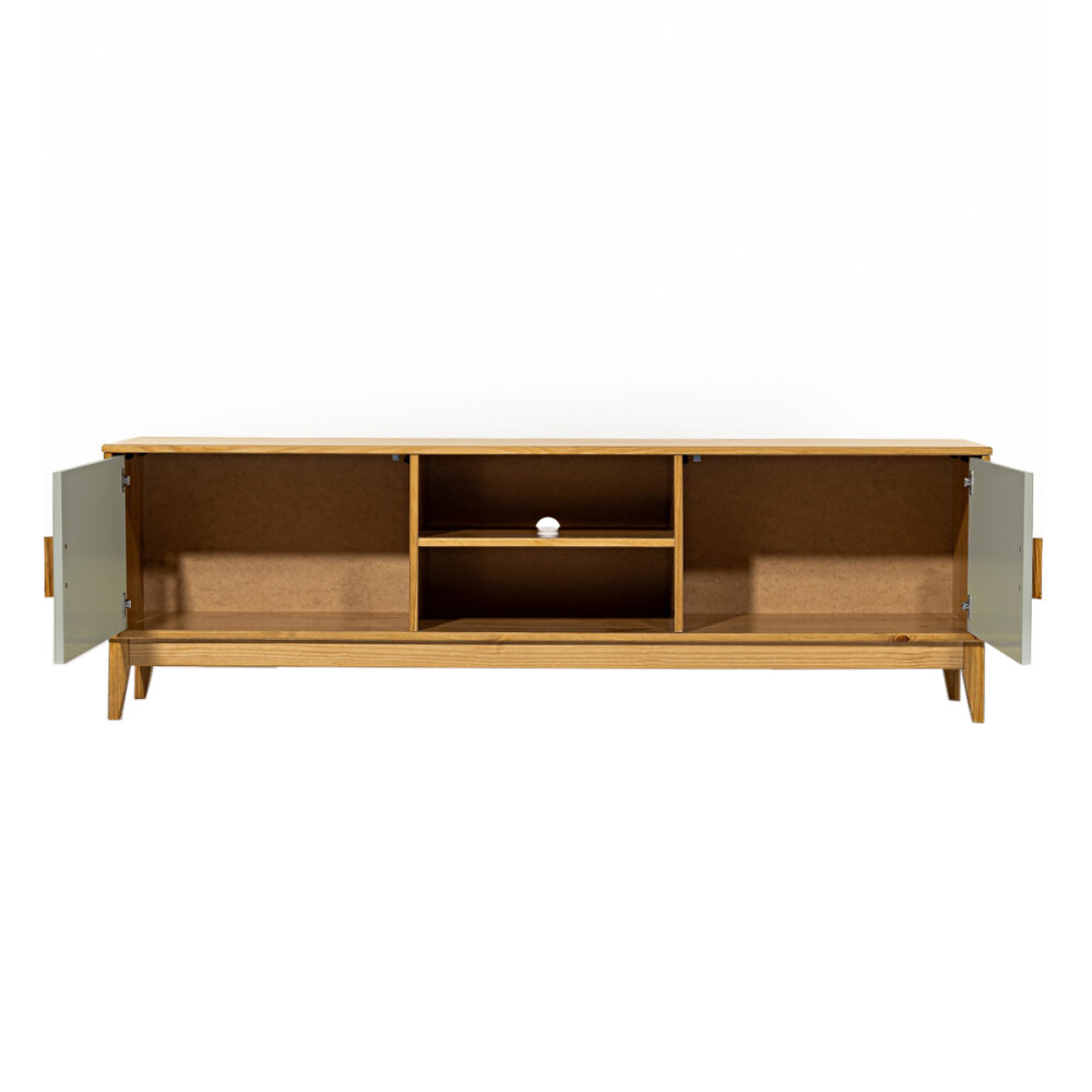 RACK APARADOR PARA TV 2 PUERTAS EN MADERA MACIZA VERDE