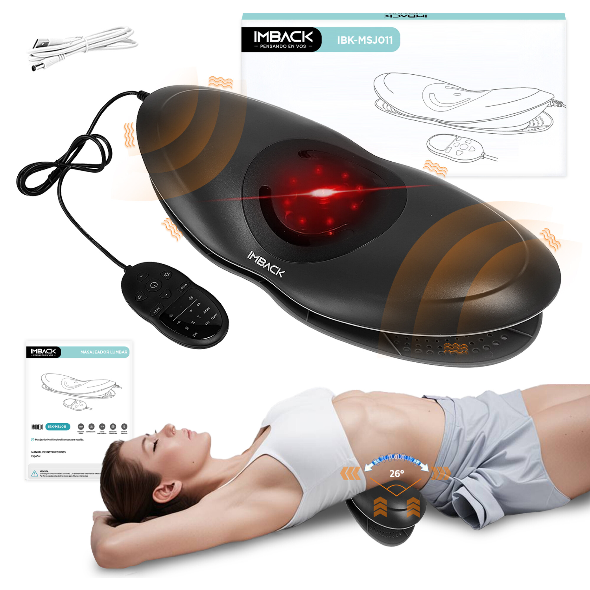 Snailax Masajeador De Espalda Con Calor, Almohadilla Para Silla De