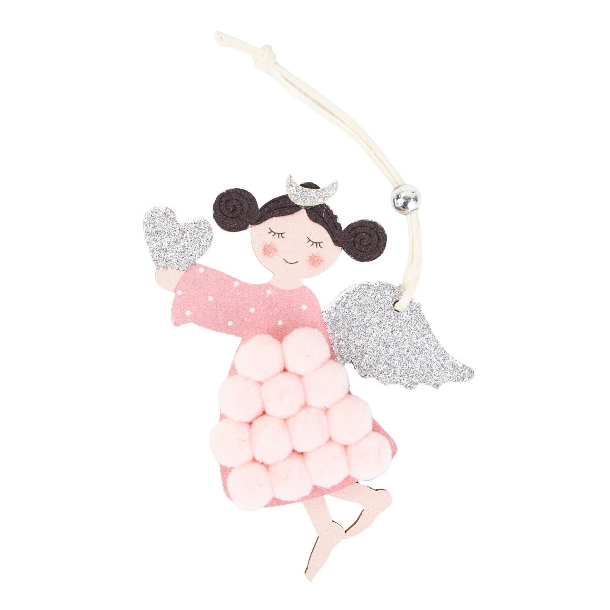 Colgante navideño de madera muñeca angel 