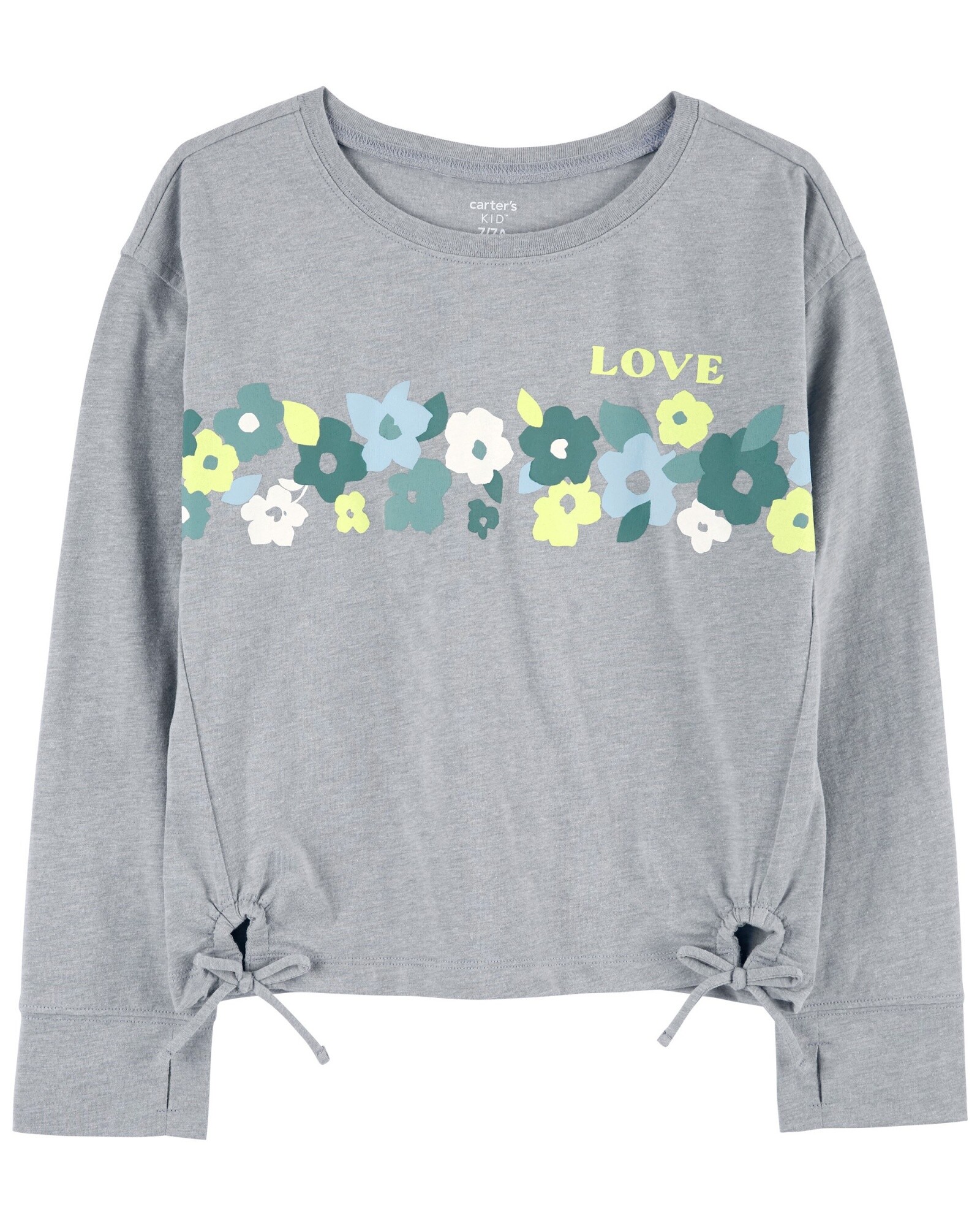 Blusa de algodón con lazos y estampa floral Sin color