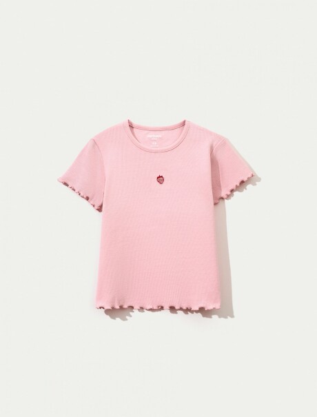 BLUSA INFANTIL EN TELA ACANALADA ROSADO