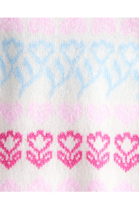 Buzo de punto, diseño corazones y flores Sin color