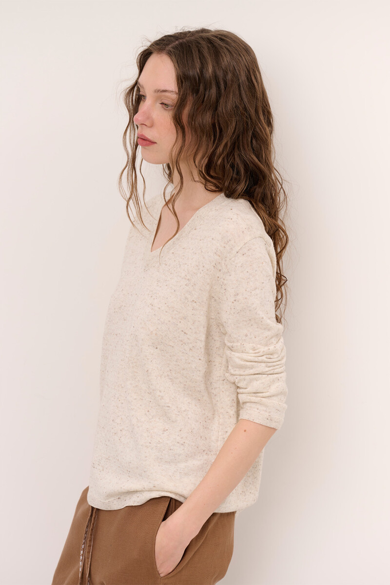 SWEATER V BOUTONE NATURAL
