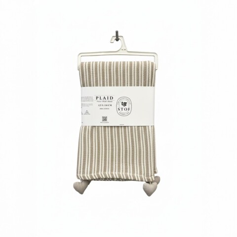 MANTA BEIGE C/FRANJAS COLG CORAZON 125X150CM Unica