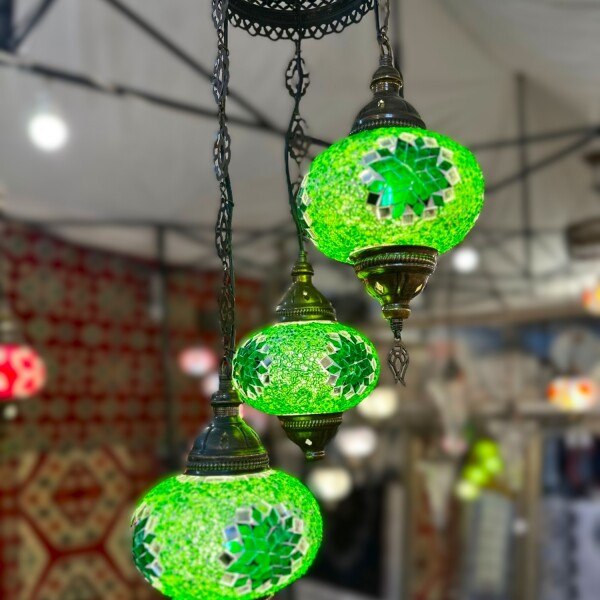 ARAÑA VITRAUX 3 LUCES Verde