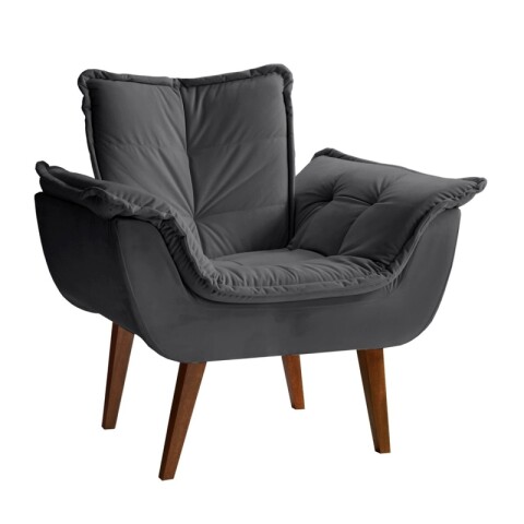 SILLON Butaca EROS Poltrona con asiento y espaldar de espuma revestido en terciopelo - Grafito SILLON Butaca EROS Poltrona con asiento y espaldar de espuma revestido en terciopelo - Grafito