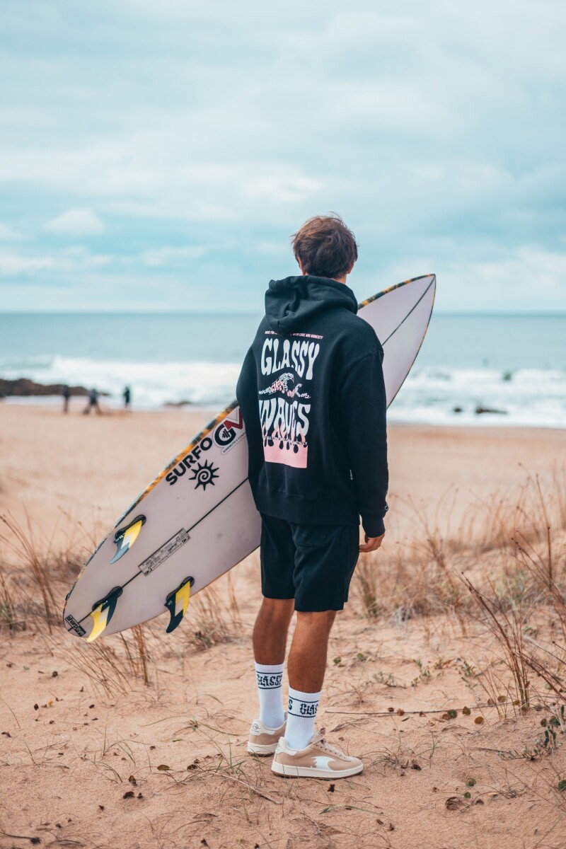 Hoodie Ocean Black Over Fit / Negro U