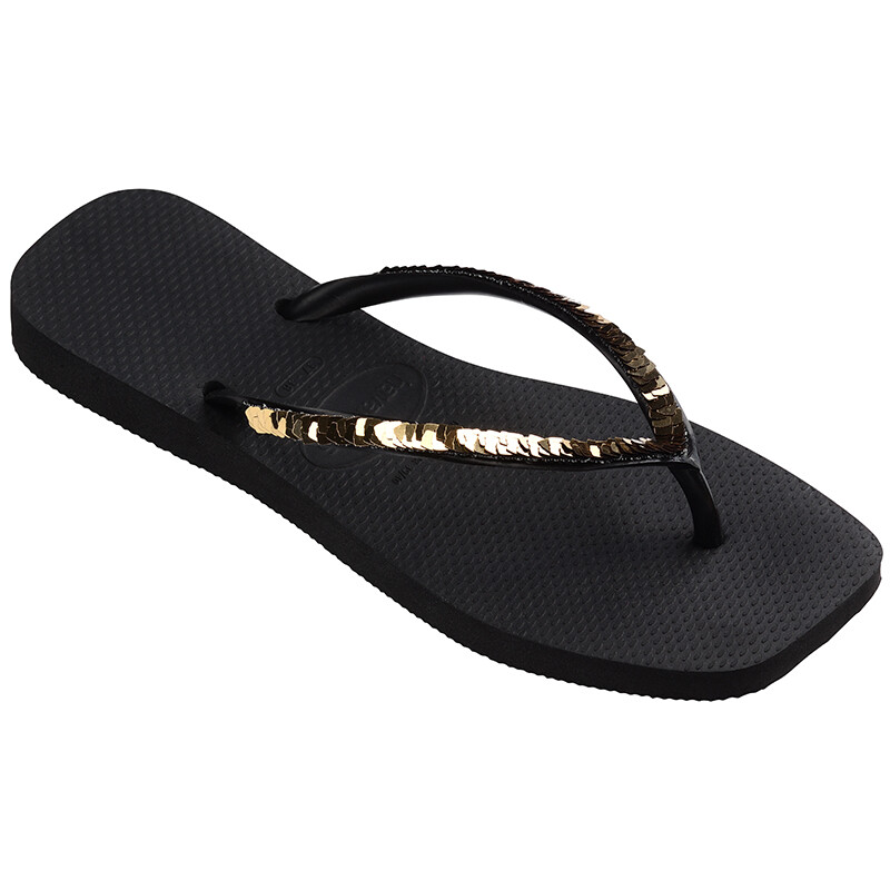 Ojotas Havaianas Slim Square Magic Sequin Negro