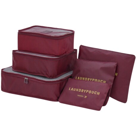 Organizadores para valija set x6 LAUNDRY POUCH Bordo