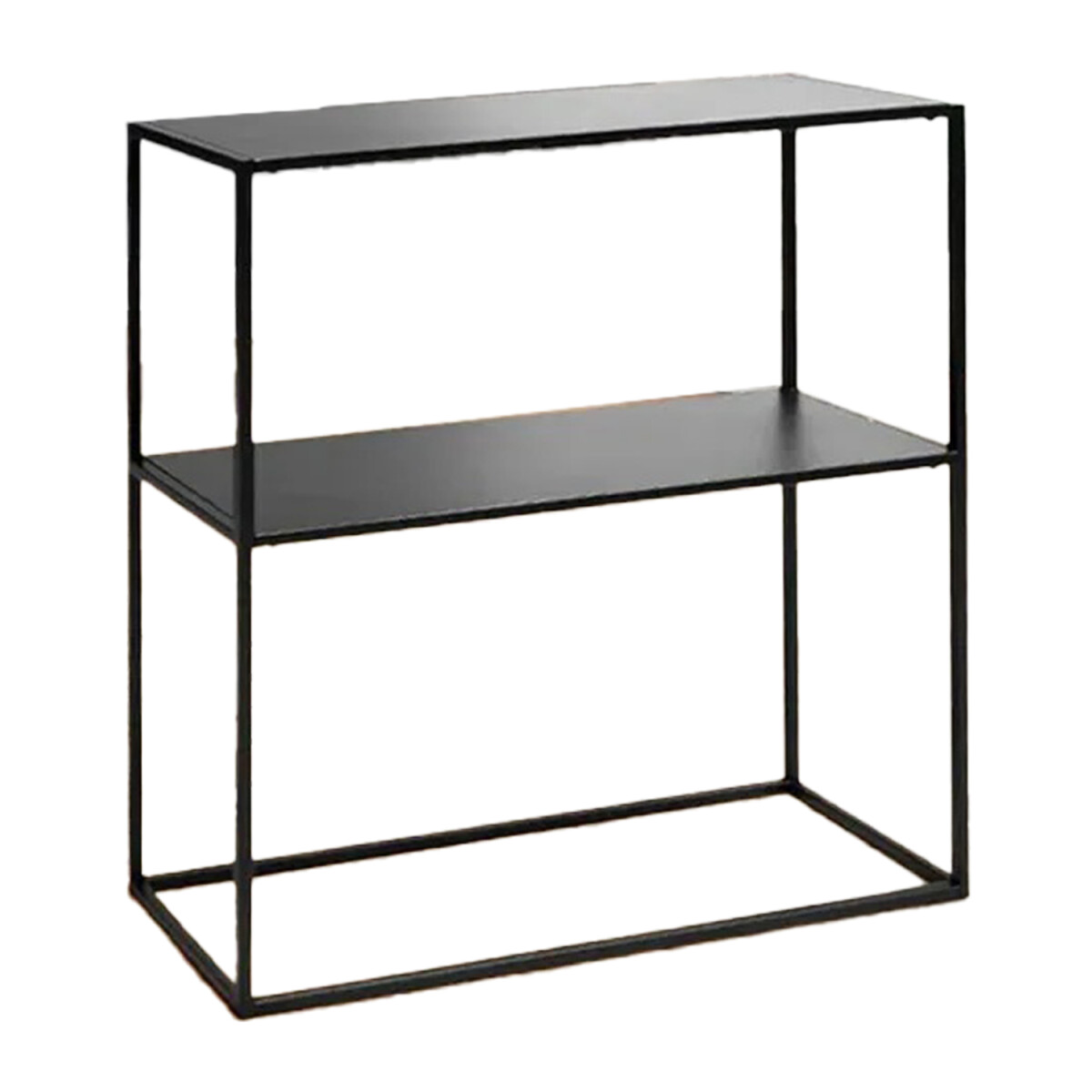 Mesa Auxiliar Consola 2 Niveles Metal Moderna 78x27x78 cm - Negro 