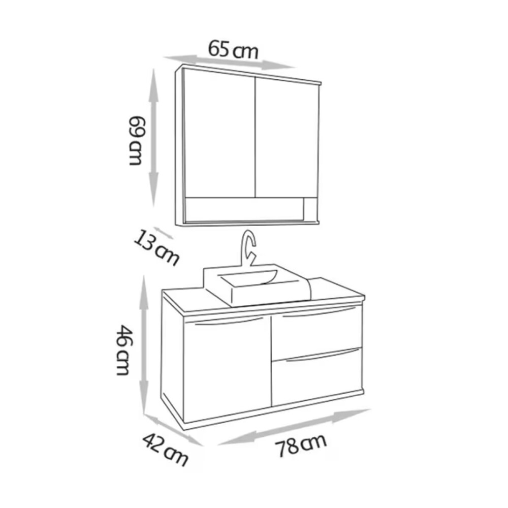 Mueble de baño suspendido Cecilia Nogal 78 cm sin bacha Mueble De Baño Suspendido Cecilia Nogal 78 Cm Sin Bacha