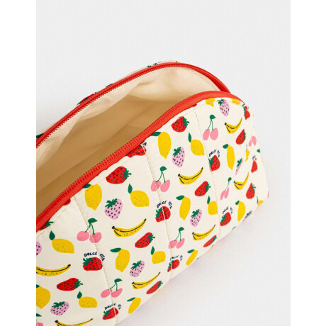 Portacosméticos Estampa Frutas Blanco Crudo