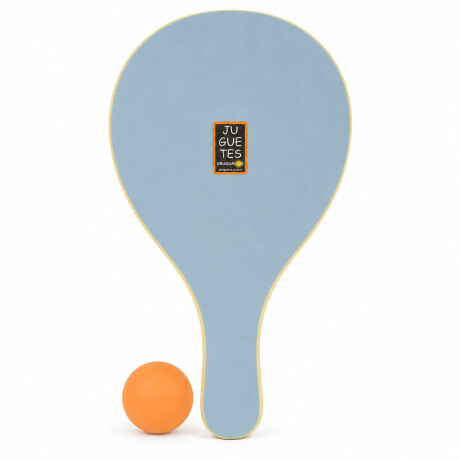 Set De 2 Paletas De Madera Para Playa + Pelota Celeste