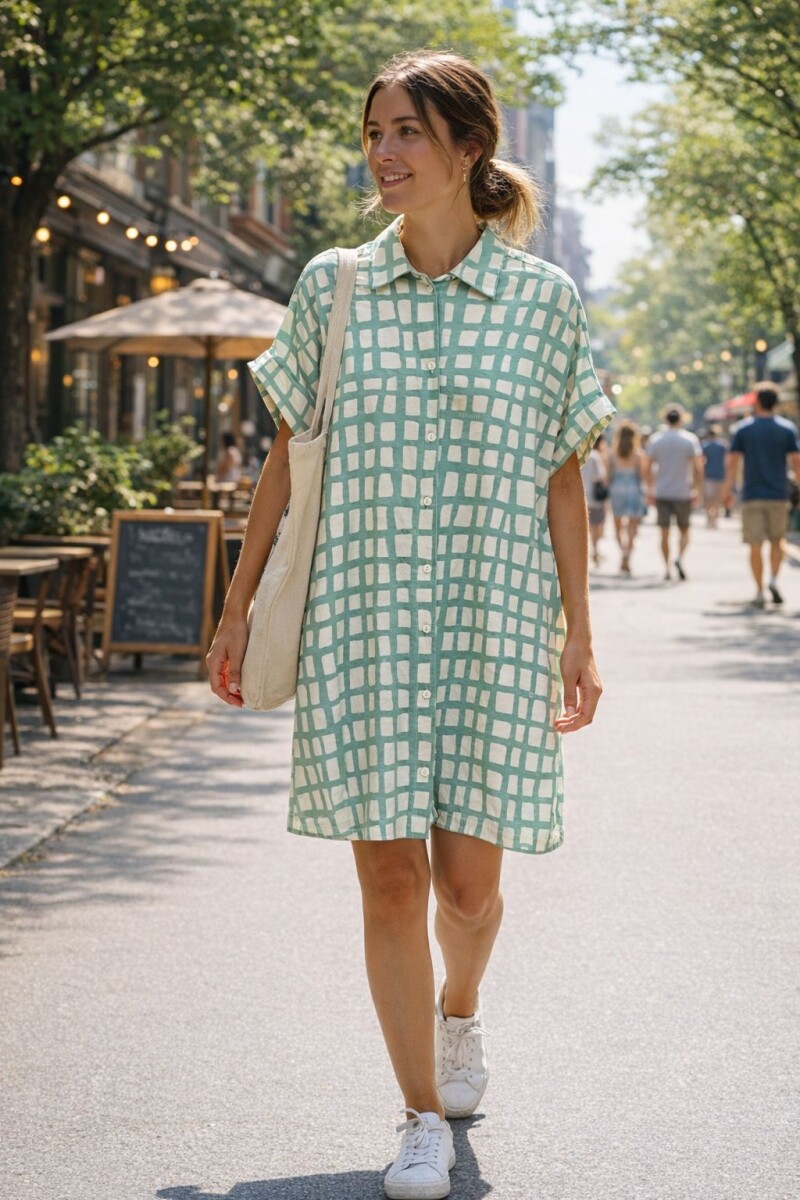 Vestido Camisero Pupa Estampa Verde