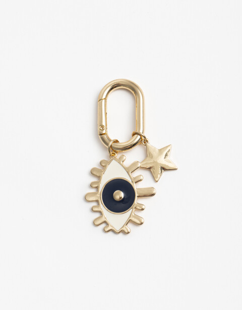 Llavero Metal Llavero Y Bag Charm Metálico De Ojo Místico Y Estrella - Dorado