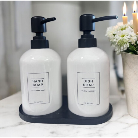 SET 2 DISPENSADORES DE BAÑO C/SOPORTE BLANCO