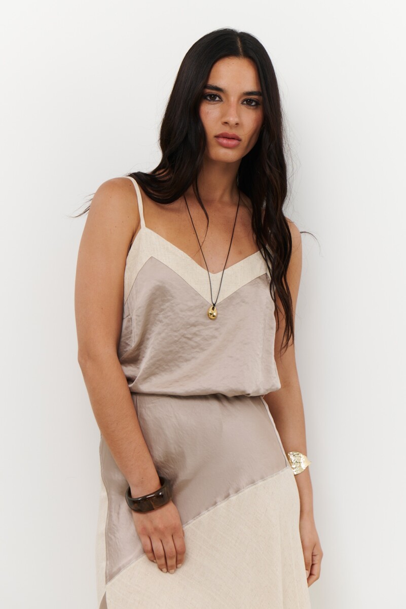 MUSCULOSA LINO SATEN - BEIGE 