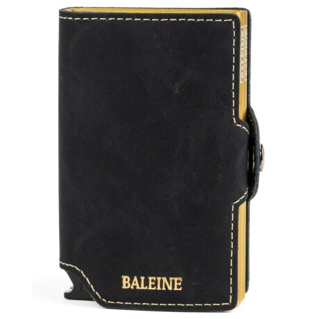 Billetera Baleine Double Kansas en Aluminio y Cuero con Protección RFID Golden Black